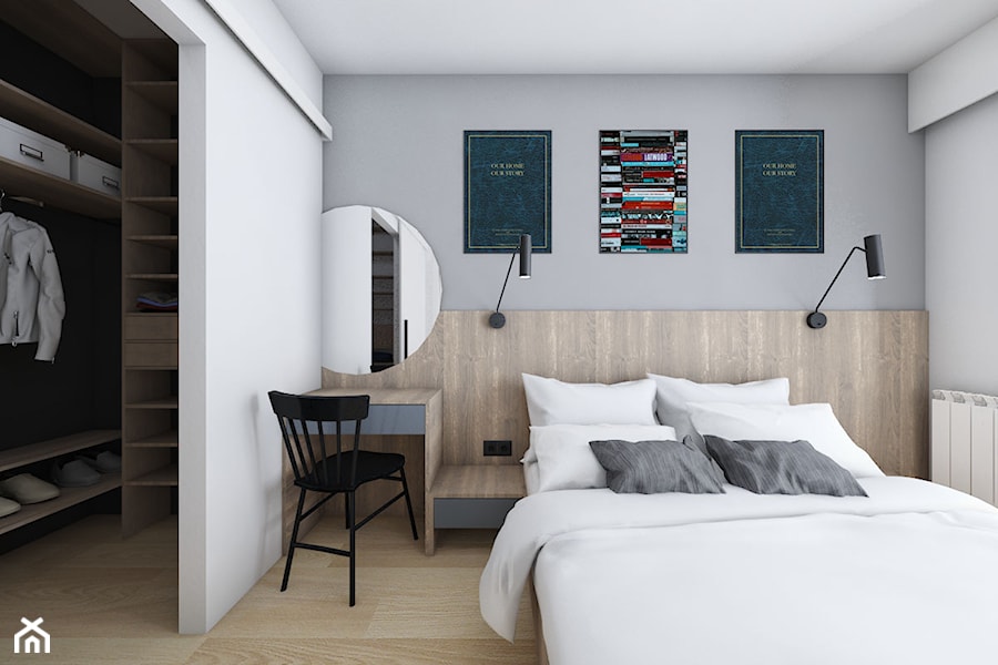 Jasna sypialnia z zabudową na wymiar - zdjęcie od OHHOME - projekty, remonty, meble