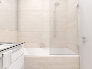 Mała szara łazienka z dużym lustrem - zdjęcie od OHHOME - projekty, remonty, meble