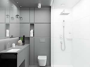 Krowoderska 32 m2 - Mała bez okna z lustrem z punktowym oświetleniem łazienka, styl minimalistyczny - zdjęcie od OHHOME - projekty, remonty, meble