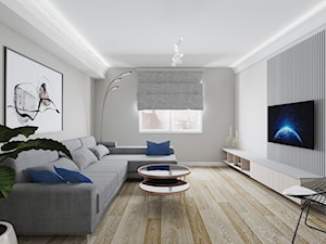 Augustiańska 55 m2 - Średni szary salon, styl nowoczesny - zdjęcie od OHHOME - projekty, remonty, meble