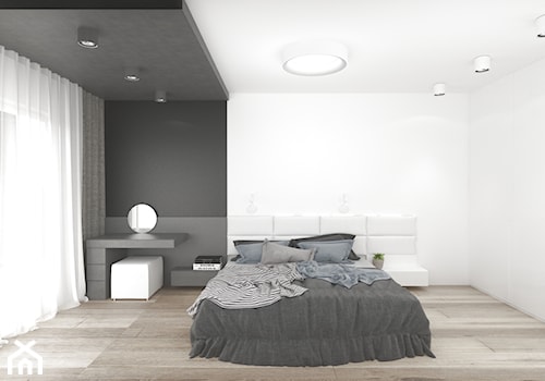 Biało-szara sypialnia - zdjęcie od OHHOME - projekty, remonty, meble