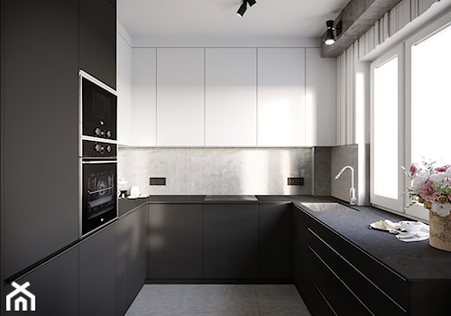 Czarno-biała kuchnia - zdjęcie od OHHOME - projekty, remonty, meble