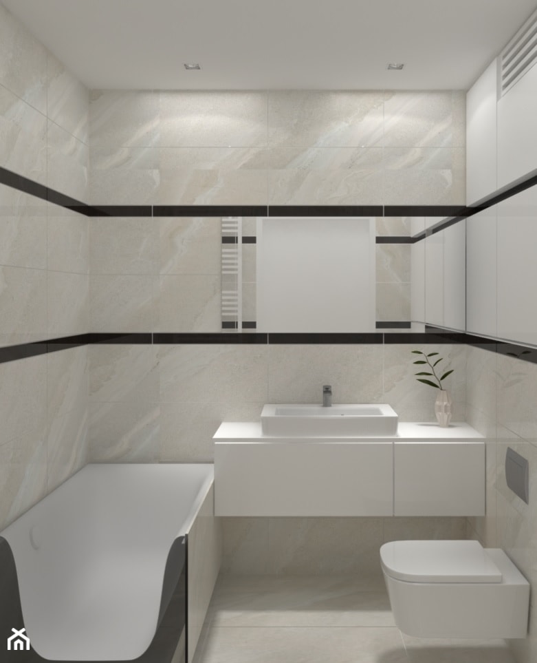 Mała, czarno-biała łazienka - zdjęcie od OHHOME - projekty, remonty, meble - Homebook