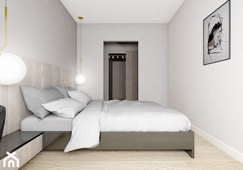 Augustiańska 55 m2 - Mała szara z biurkiem sypialnia, styl nowoczesny - zdjęcie od OHHOME - projekty, remonty, meble