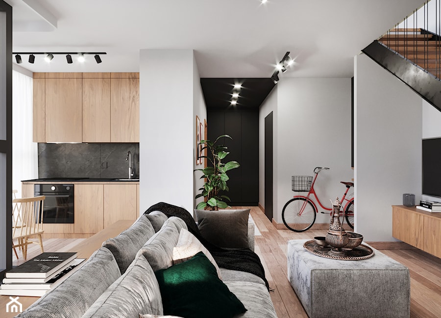 Otwarta przestrzeń dzienna w stylu skandynawskim - zdjęcie od OHHOME - projekty, remonty, meble