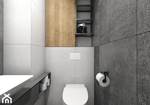 Biało-szara industrialna łazienka - zdjęcie od OHHOME - projekty, remonty, meble