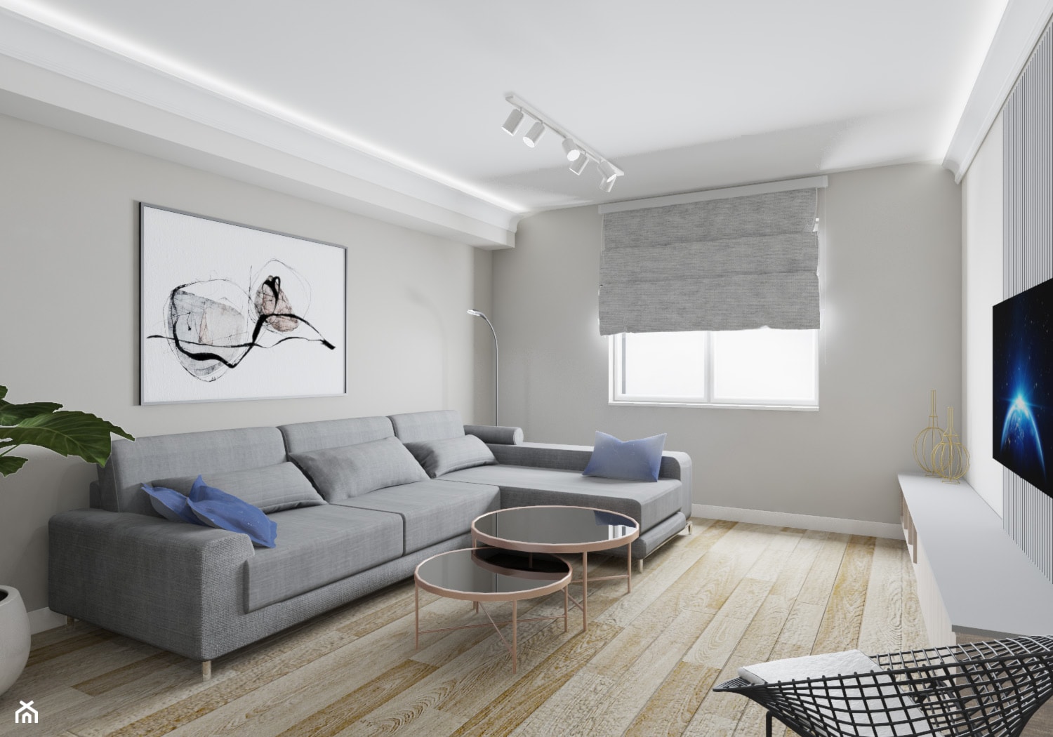 Augustiańska 55 m2 - Średni szary salon, styl nowoczesny - zdjęcie od OHHOME - projekty, remonty, meble - Homebook