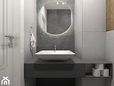 Aranżacje wnętrz - Łazienka: Biało-szara industrialna łazienka - OHHOME - projekty, remonty, meble. Przeglądaj, dodawaj i zapisuj najlepsze zdjęcia, pomysły i inspiracje designerskie. W bazie mamy już prawie milion fotografii!