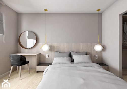 Augustiańska 55 m2 - Średnia szara sypialnia z garderobą, styl nowoczesny - zdjęcie od OHHOME - projekty, remonty, meble