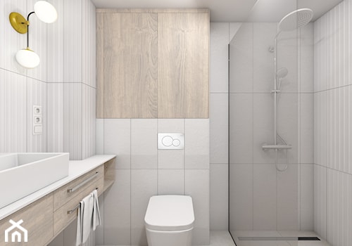 Augustiańska 55 m2 - Mała bez okna z punktowym oświetleniem łazienka, styl nowoczesny - zdjęcie od OHHOME - projekty, remonty, meble