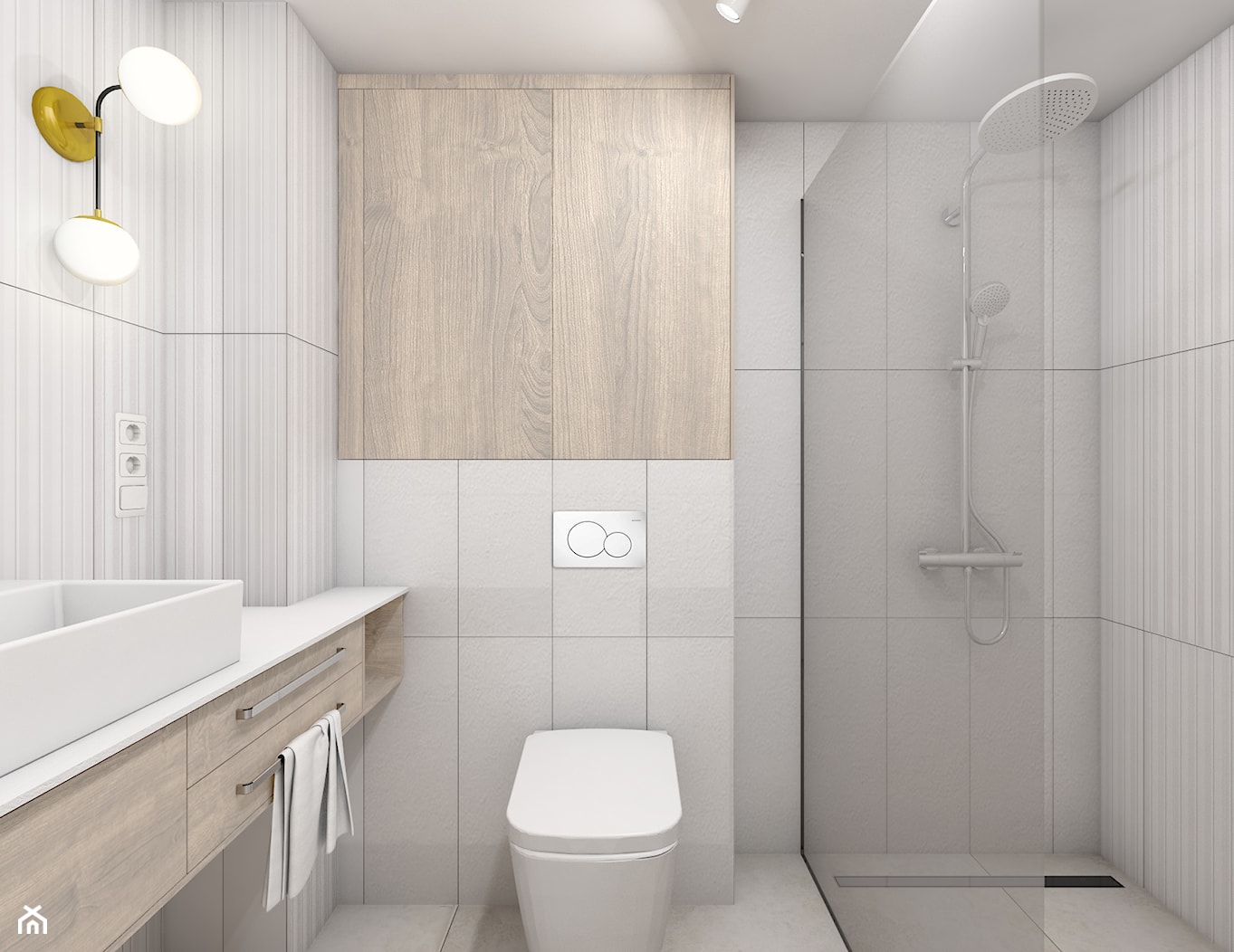 Augustiańska 55 m2 - Mała bez okna z punktowym oświetleniem łazienka, styl nowoczesny - zdjęcie od OHHOME - projekty, remonty, meble - Homebook