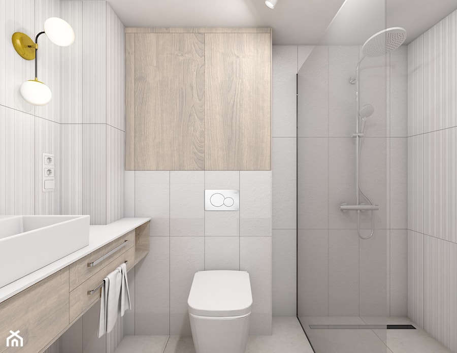 Augustiańska 55 m2 - Mała bez okna z punktowym oświetleniem łazienka, styl nowoczesny - zdjęcie od OHHOME - projekty, remonty, meble
