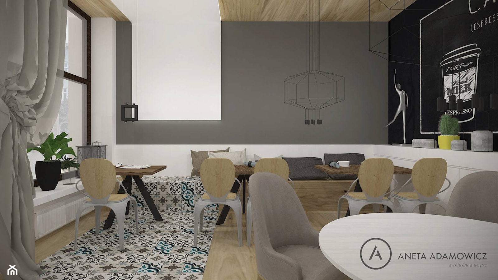 kawiarnia - koncepcja 3 - zdjęcie od Aneta Adamowicz architektura wnętrz - Homebook