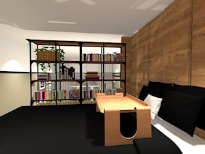 Konkurs MINImum powierzchni, MAXImum funkcjonalności - Średnia biała szara sypialnia na antresoli, styl minimalistyczny - zdjęcie od artmetry2