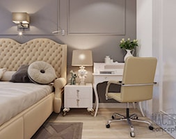 APARTAMENT SŁOMIŃSKIEGO - Średnia biała szara sypialnia, styl glamour - zdjęcie od MAJER concept - Homebook