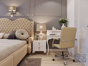 APARTAMENT SŁOMIŃSKIEGO - Średnia biała szara sypialnia, styl glamour - zdjęcie od MAJER concept