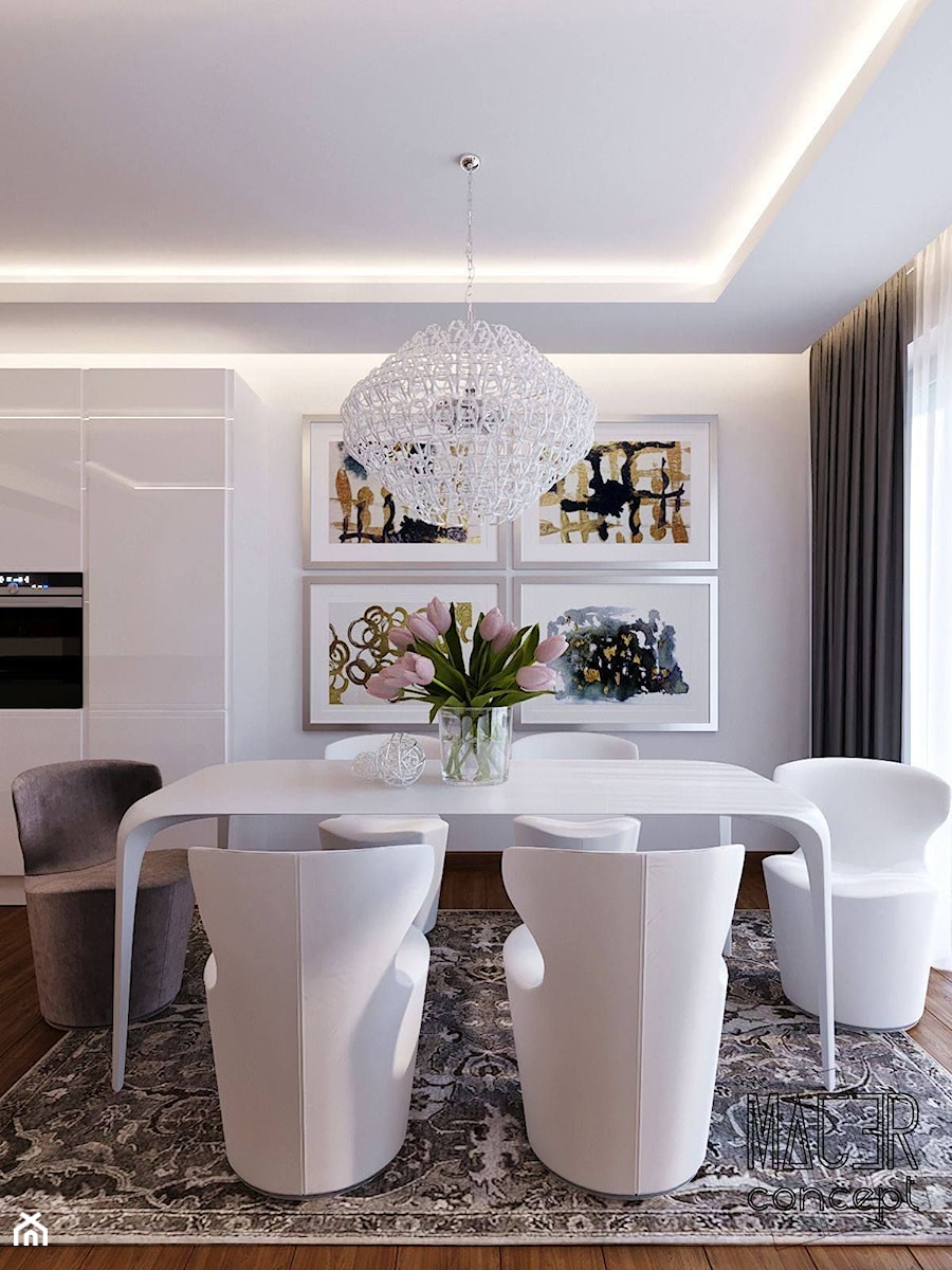 APARTAMENT NOWE BRÓDNO - Średnia biała jadalnia w kuchni, styl nowoczesny - zdjęcie od MAJER concept