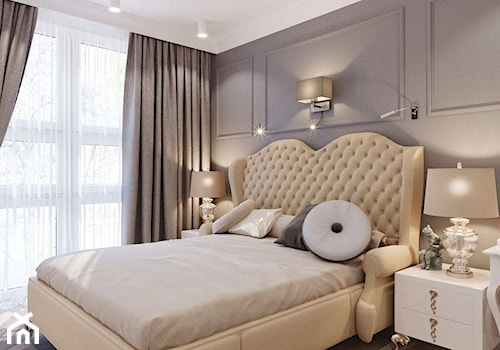 APARTAMENT SŁOMIŃSKIEGO - Średnia szara sypialnia, styl glamour - zdjęcie od MAJER concept
