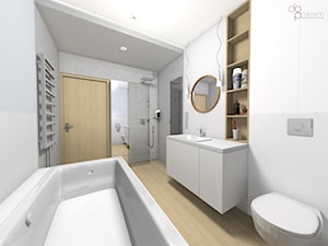 aranżacja długiej łazienki w domu - zdjęcie od dopracownia architektoniczna