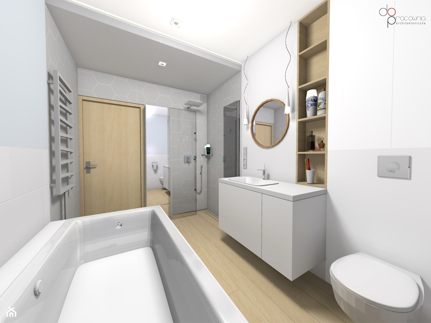 aranżacja długiej łazienki w domu - zdjęcie od dopracownia architektoniczna - Homebook