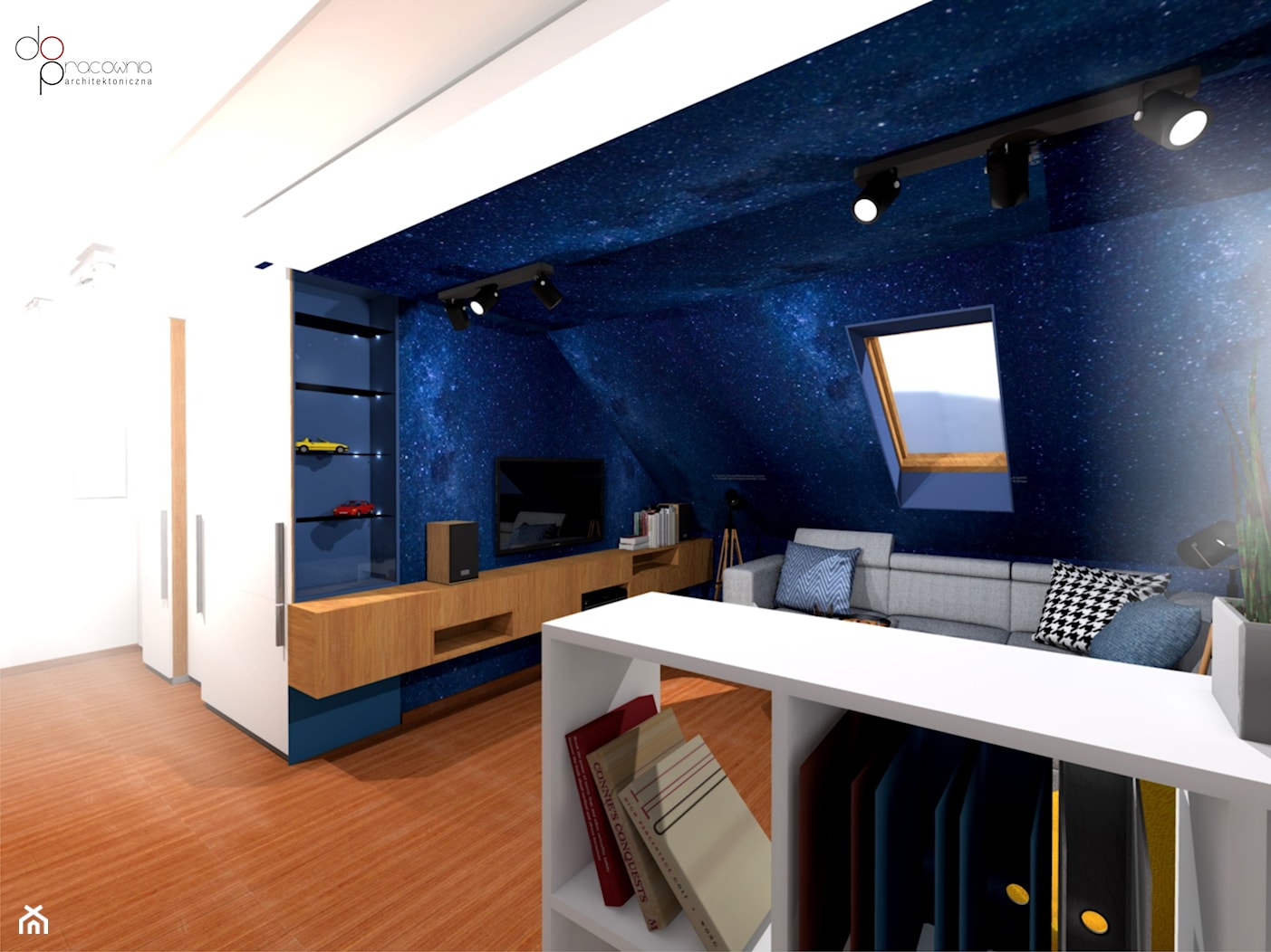 granatowe niebo w pokoju - zdjęcie od dopracownia architektoniczna - Homebook