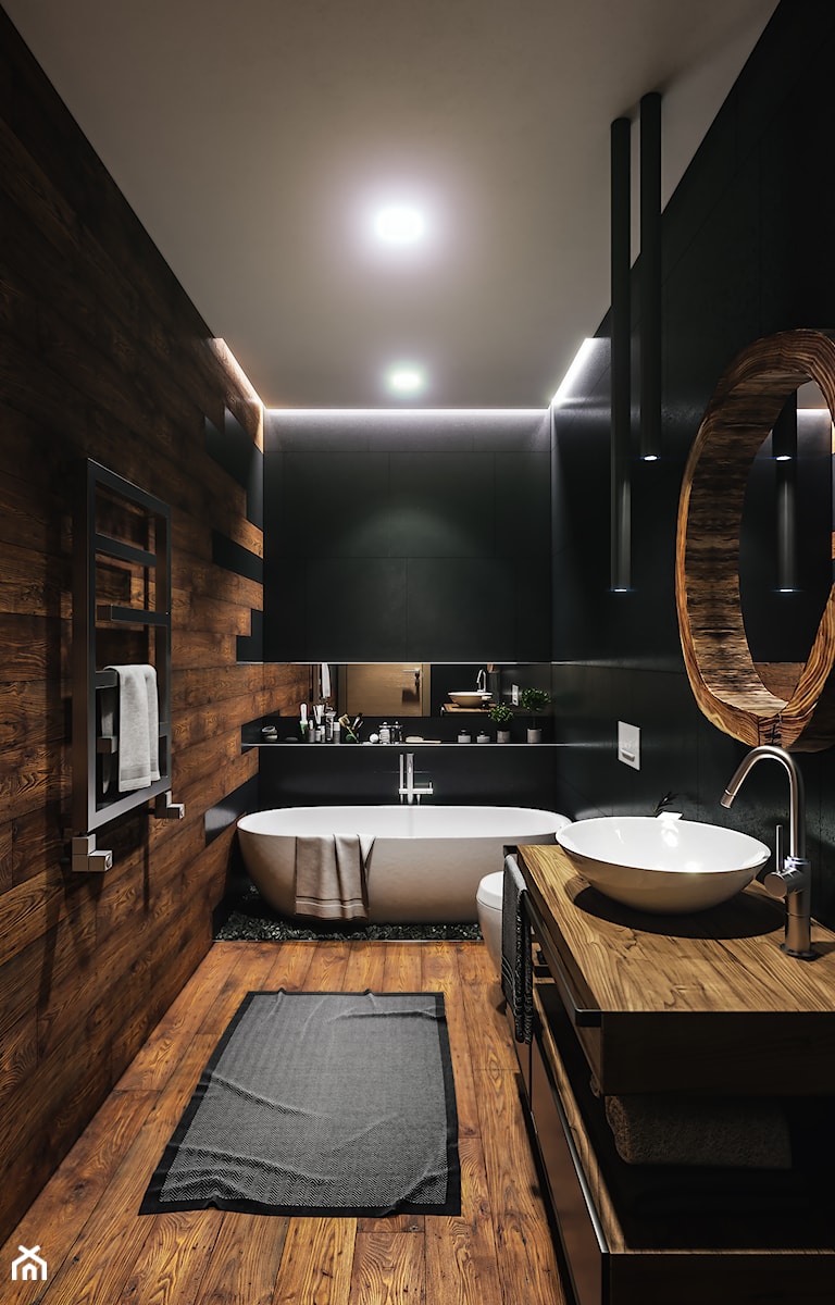 Designerskie lustra do łazienki drewniane (plaster pnia) - zdjęcie od LUKlight producent nowoczesnych lamp oraz luster.