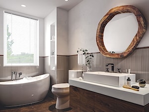 nowoczesne lustro do łazienki w drewnianej ramie - zdjęcie od LUKlight producent nowoczesnych lamp oraz luster.