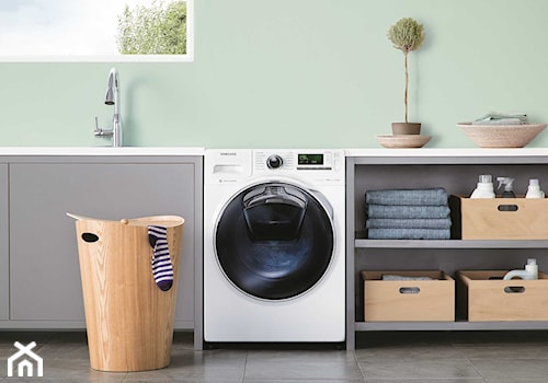 AGD - Średnia z pralką / suszarką łazienka, styl skandynawski - zdjęcie od Samsung Electronics Co., Ltd.