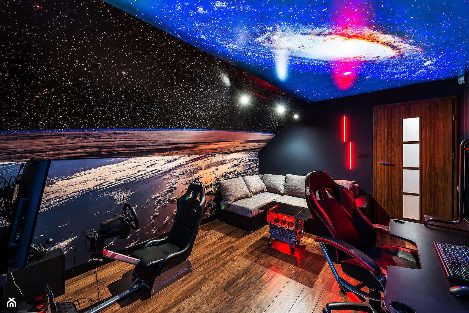 Space Room - Średnie w osobnym pomieszczeniu z sofą czarne biuro - zdjęcie od Pracownia Projektowa Decoretti - Agata Jachimowicz - Homebook