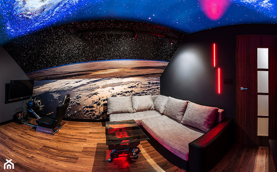 Space Room - Średnie w osobnym pomieszczeniu z sofą czarne biuro - zdjęcie od Pracownia Projektowa Decoretti - Agata Jachimowicz