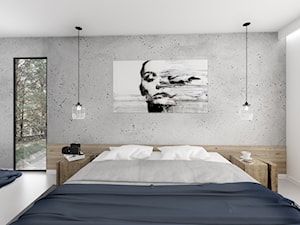Modern Barn - Mała biała szara sypialnia, styl minimalistyczny - zdjęcie od Pracownia Projektowa Decoretti - Agata Jachimowicz