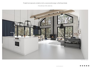 Modern Barn - Duży biały salon z kuchnią z jadalnią, styl minimalistyczny - zdjęcie od Pracownia Projektowa Decoretti - Agata Jachimowicz