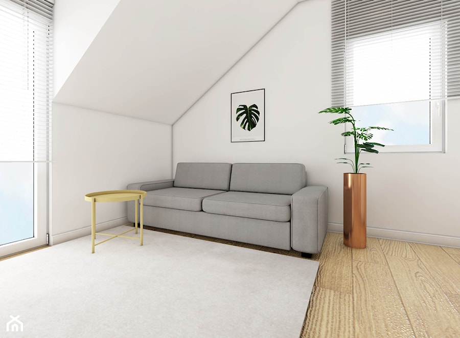 Dom w Czaplach - Średnie w osobnym pomieszczeniu z sofą białe biuro - zdjęcie od Pracownia Projektowa Decoretti - Agata Jachimowicz