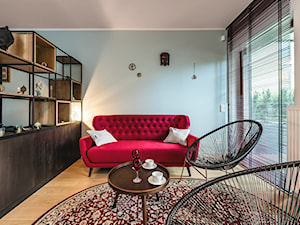 Apartament Sienna Grobla - Mały niebieski salon, styl nowoczesny - zdjęcie od Pracownia Projektowa Decoretti - Agata Jachimowicz