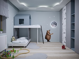 Dom Chełm - Średni szary pokój dziecka dla dziecka dla chłopca dla dziewczynki dla rodzeństwa - zdjęcie od Pracownia Projektowa Decoretti - Agata Jachimowicz