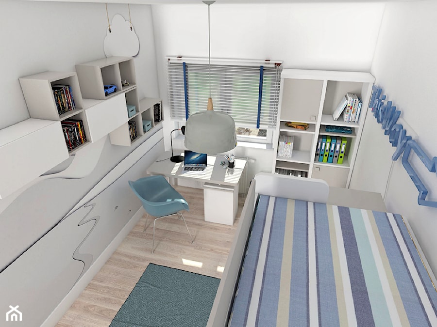 Jasny pokój z łóżkiem piętrowym dla chłopca. - zdjęcie od COLORATO meble
