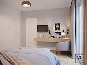 Eleganckie wnętrza w domu jednorodzinnym - Średnia biała szara sypialnia, styl glamour - zdjęcie od O.Fiedorowicz