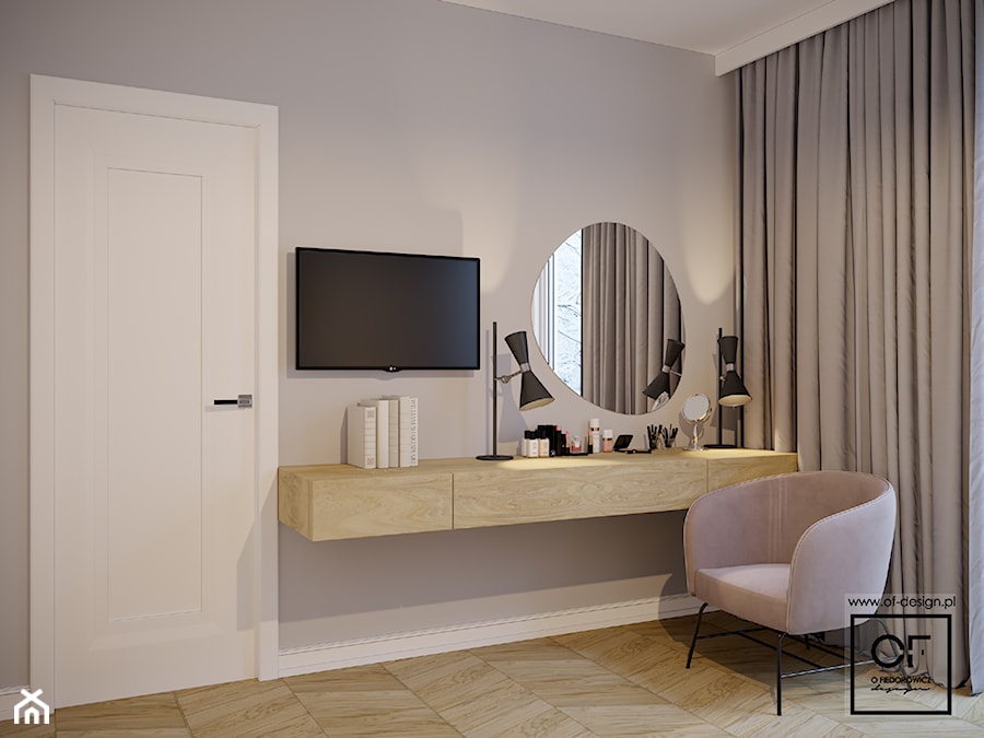 Eleganckie wnętrza w domu jednorodzinnym - Średnia szara sypialnia, styl glamour - zdjęcie od O.Fiedorowicz