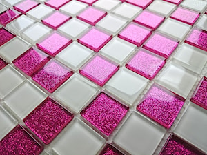 Mozaika szklana biała + różowa z brokatem - zdjęcie od PRIM-
