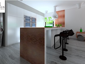 Kuchnia - miedź i biel - zdjęcie od MK DESIGN Projektowanie Wnętrz