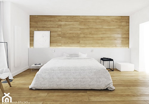 Średnia biała sypialnia, styl minimalistyczny - zdjęcie od MΛKΛ Studio
