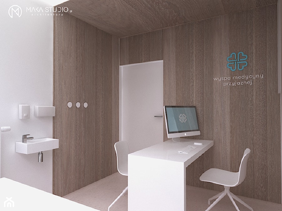 WMP - Średnie z zabudowanym biurkiem białe biuro - zdjęcie od MΛKΛ Studio