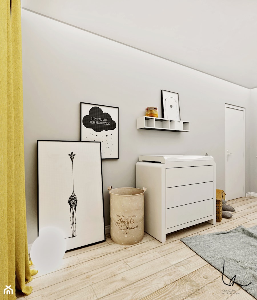 Pokój Ignasia - Średni szary pokój dziecka dla niemowlaka dla dziecka dla chłopca dla dziewczynki, styl skandynawski - zdjęcie od Laura Zubel ARCHITEKT WNĘTRZ