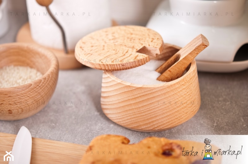 Cukiernica mała z łyżeczką Liść, drewno bukowe Practic - zdjęcie od TarkaiMiarka.pl - Homebook