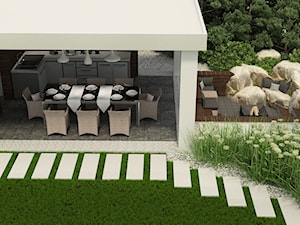 Projekt ogrodu modernistycznego z altaną ogrodową w stylu Garden House - zdjęcie od GreenDesign