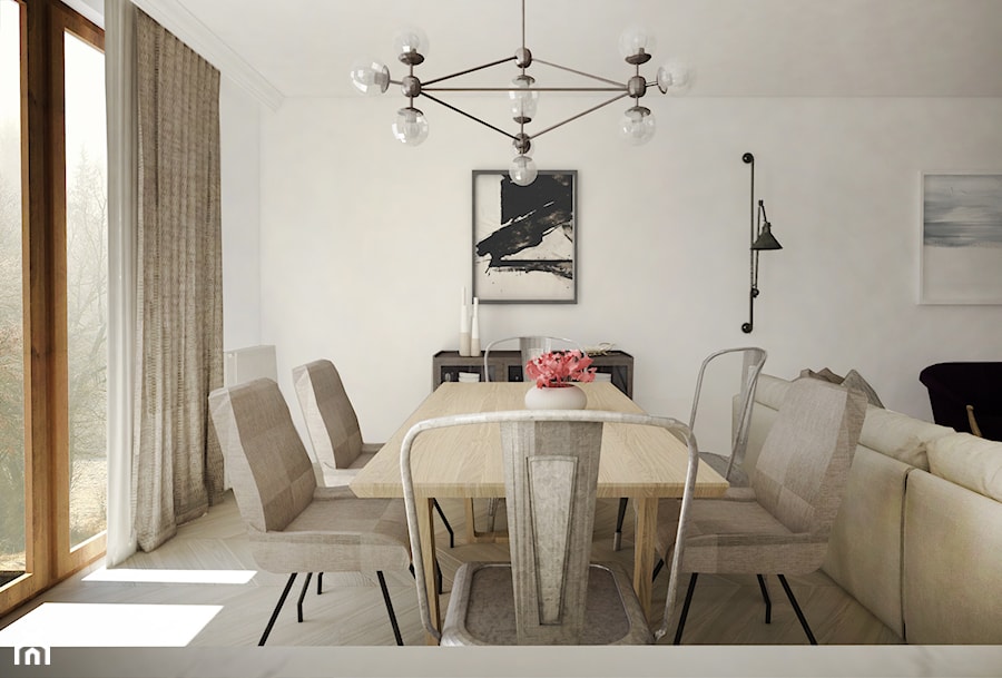 Mieszkanie w stylu Hampton - Średnia biała jadalnia w salonie, styl glamour - zdjęcie od HOME AND WOOD