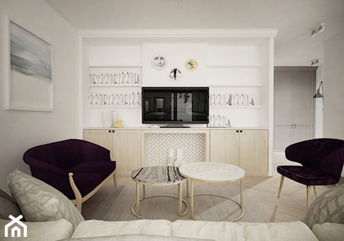 Mieszkanie w stylu Hampton - Średni biały salon, styl glamour - zdjęcie od HOME AND WOOD