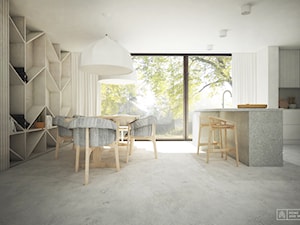 Dla miłośników minimalizmu - Duża szara jadalnia w kuchni, styl skandynawski - zdjęcie od HOME AND WOOD