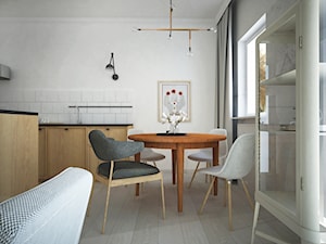 Projekt mieszkanie - skandynawskie smaki - Mała biała jadalnia w kuchni, styl skandynawski - zdjęcie od HOME AND WOOD