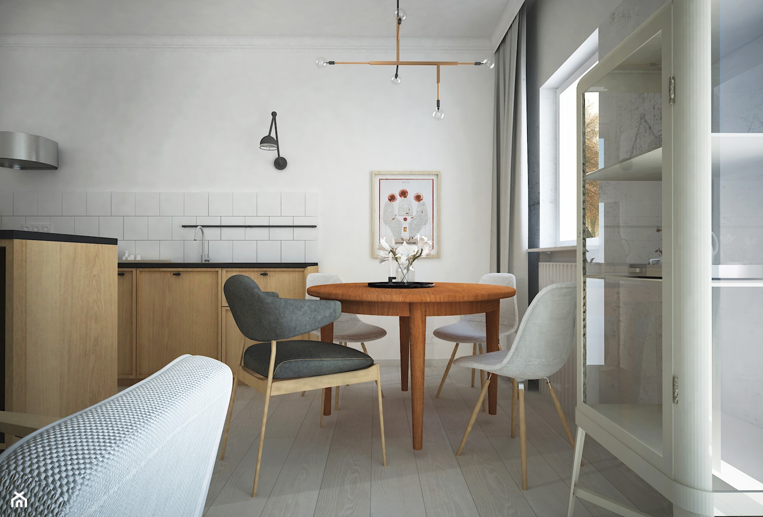 Projekt mieszkanie - skandynawskie smaki - Mała biała jadalnia w kuchni, styl skandynawski - zdjęcie od HOME AND WOOD - Homebook